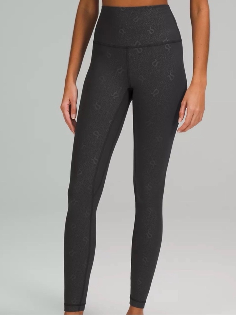 lululemon athletica High-Rise Black Logo-Pattern Leggings
